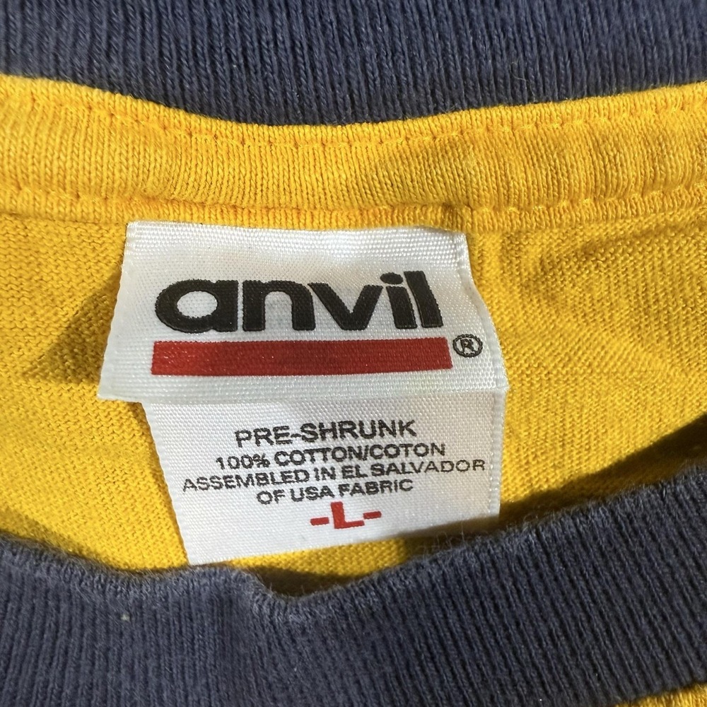 Vintage Future Hamburger Shirt Mens Large Yellow Cow Graphic Ringer 2005 Anvil - Picture 3 of 10